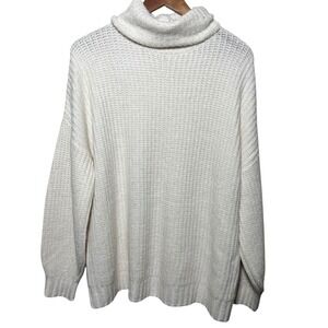 Splendid x CellaJane Wool Blend Turtleneck Sweater‎ Cream Small Chunky Knit